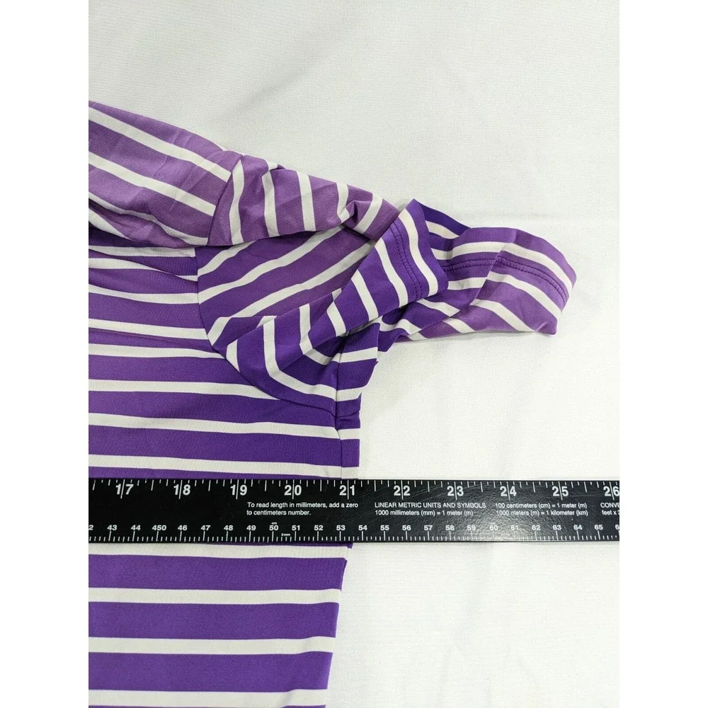 RLX Ralph Lauren Golf Polo Shirt Size Medium Purple Striped Oak Tree Golf Course